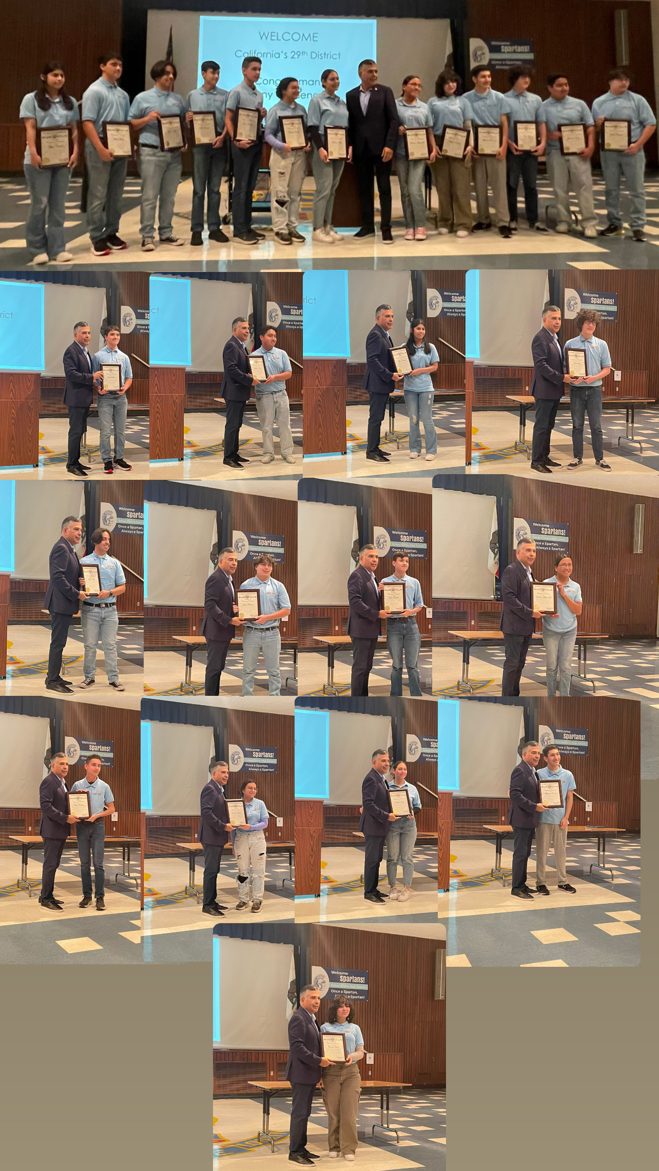 Collage of each member being recognized 