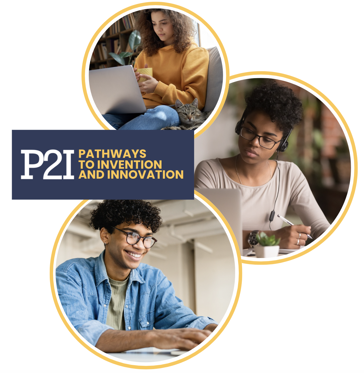Students and P2I logo