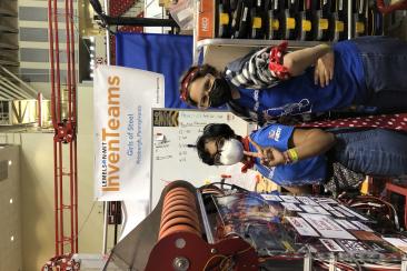 The Girls of Steel Lemelson banner at FIRST competition